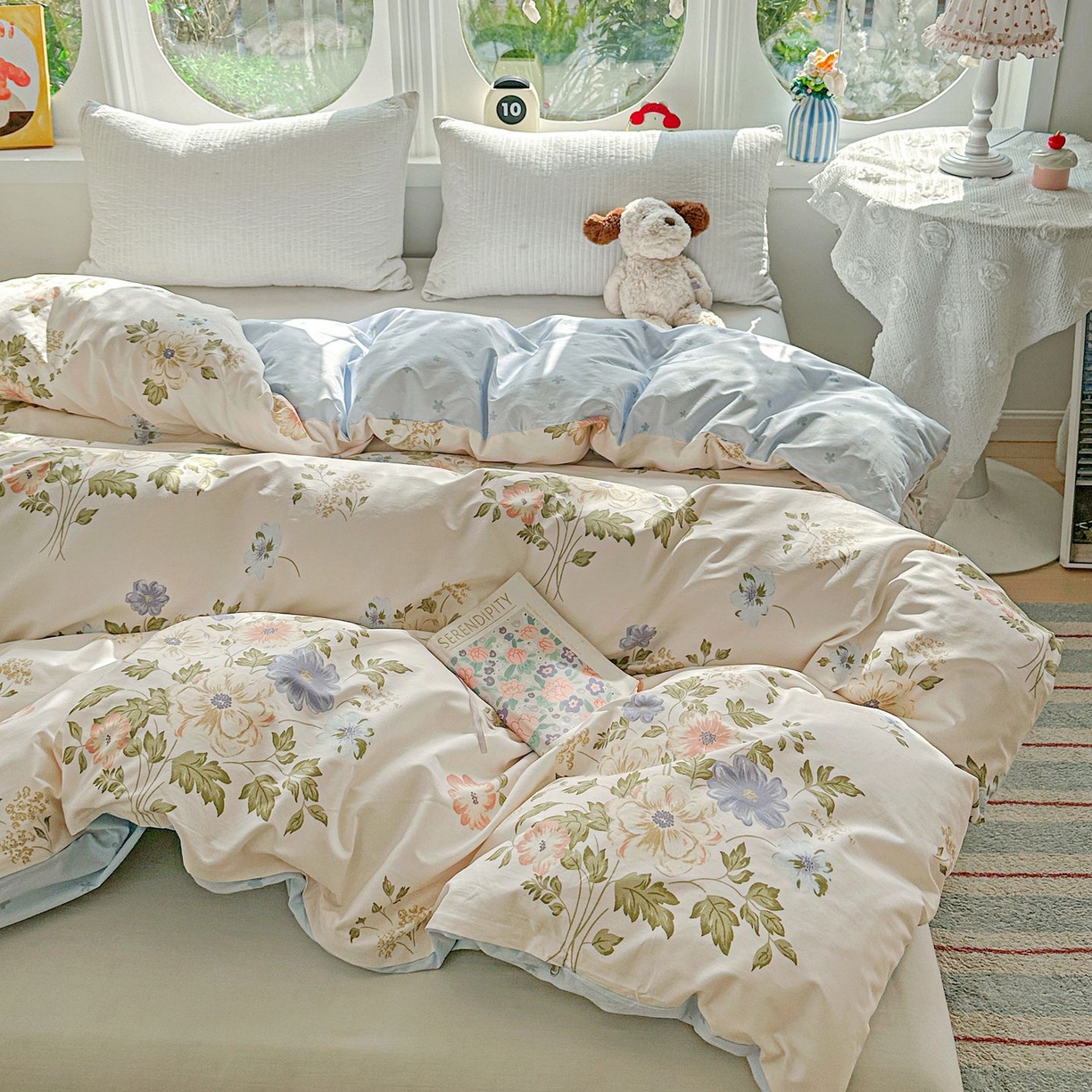 91家纺网 家纺一手货源 找家纺 恩泽家纺 2026新款13372ins全棉印花四件套单品系列-单被套 百花缘