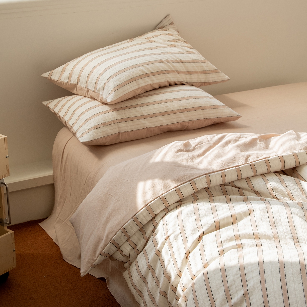 91家纺网 家纺一手货源 找家纺 （总）双层纱家居 2026新款浅香桃栗全棉纯棉色织提花四件套