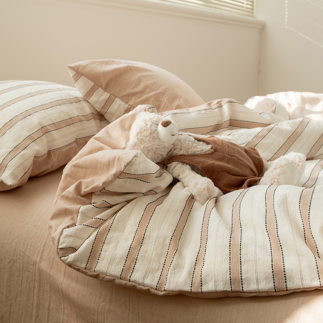 91家纺网 家纺一手货源 找家纺 （总）双层纱家居 2026新款浅香桃栗全棉纯棉色织提花四件套