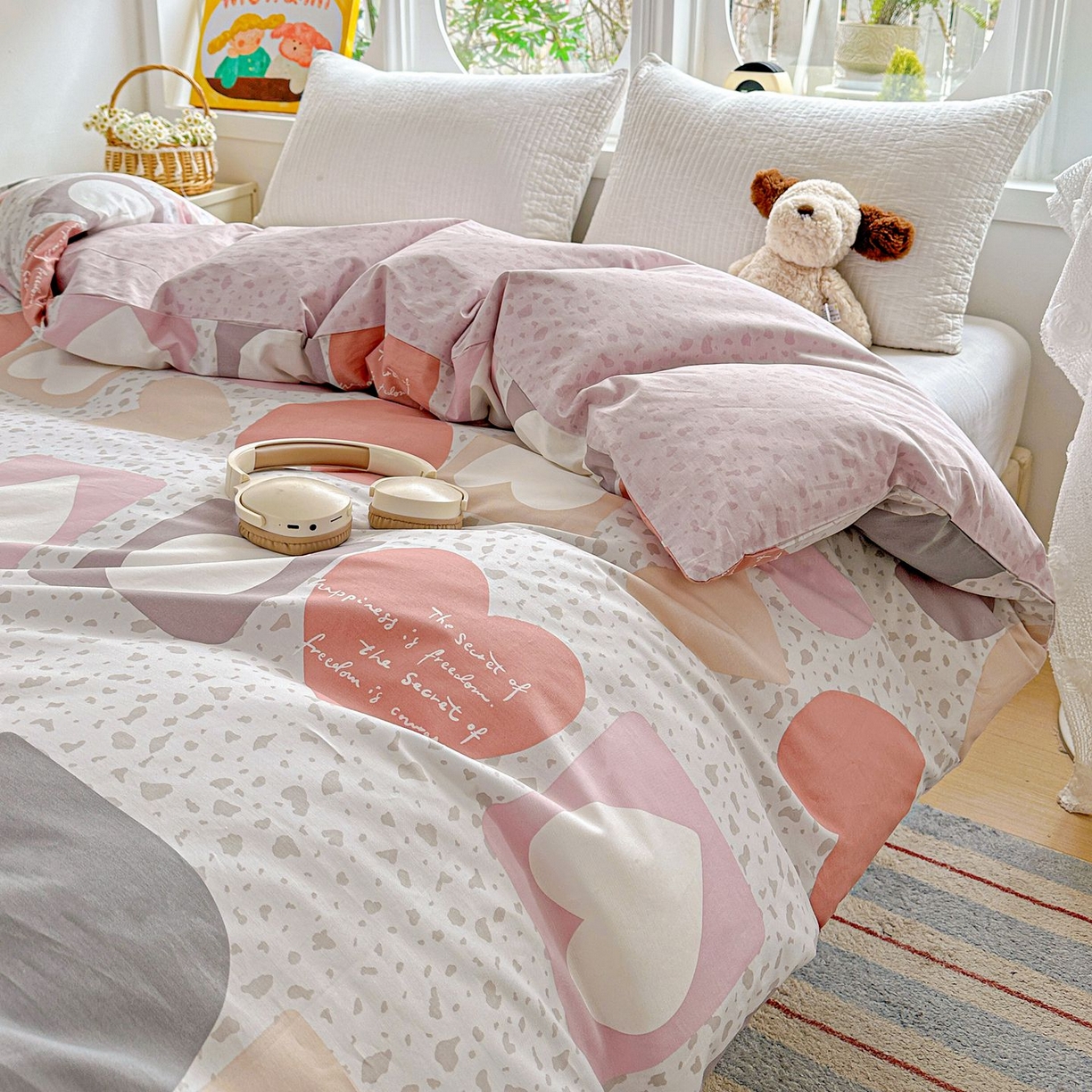 91家纺网 家纺一手货源 找家纺 恩泽家纺 2026新款13372ins全棉印花四件套单品系列-单被套 半夏