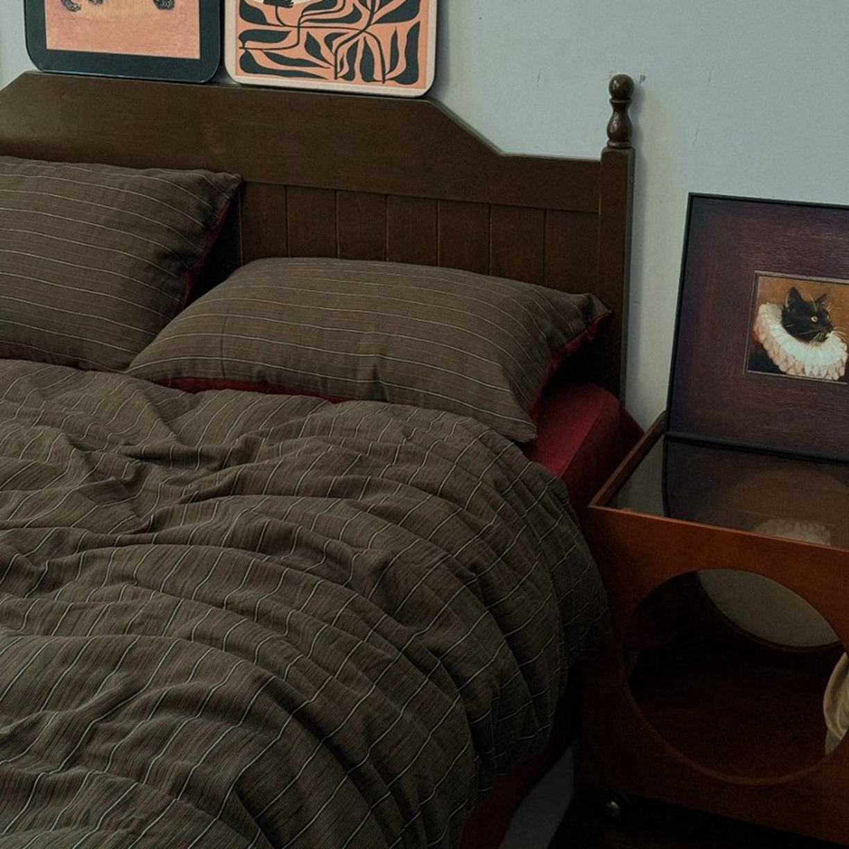 91家纺网 家纺一手货源 找家纺 （总）双层纱家居 2026新款全棉纯棉色织提花双层纱四件套-棕条