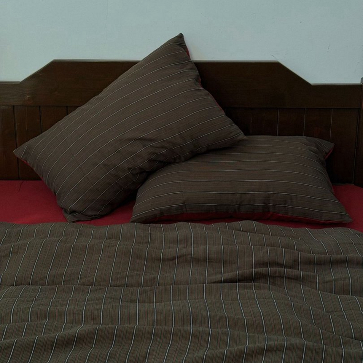 91家纺网 家纺一手货源 找家纺 （总）双层纱家居 2026新款全棉纯棉色织提花双层纱四件套-棕条