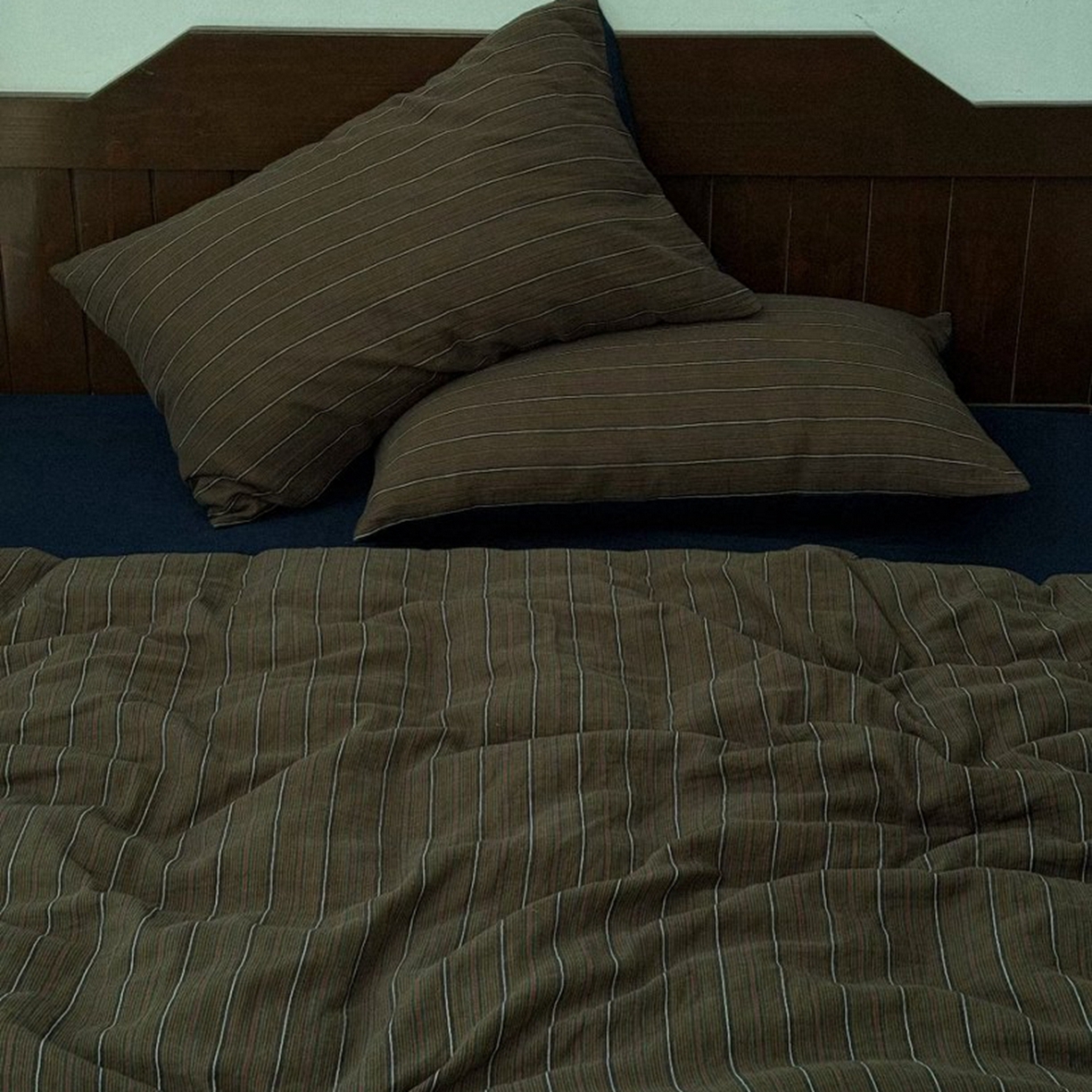 91家纺网 家纺一手货源 找家纺 （总）双层纱家居 2026新款全棉纯棉色织提花双层纱四件套-棕条