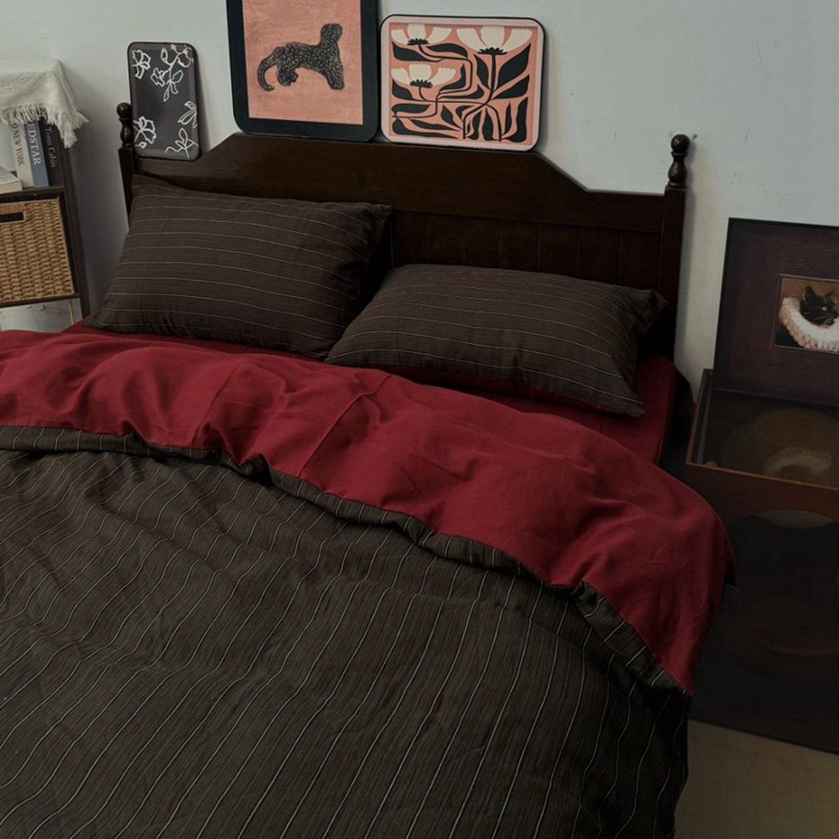 91家纺网 家纺一手货源 找家纺 （总）双层纱家居 2026新款全棉纯棉色织提花双层纱四件套-棕条