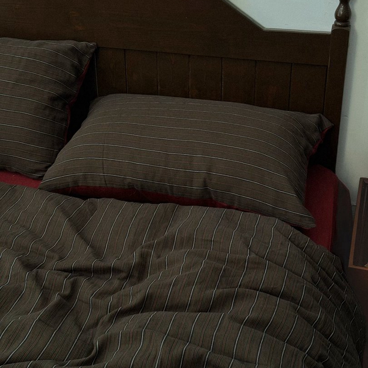 91家纺网 家纺一手货源 找家纺 （总）双层纱家居 2026新款全棉纯棉色织提花双层纱四件套-棕条