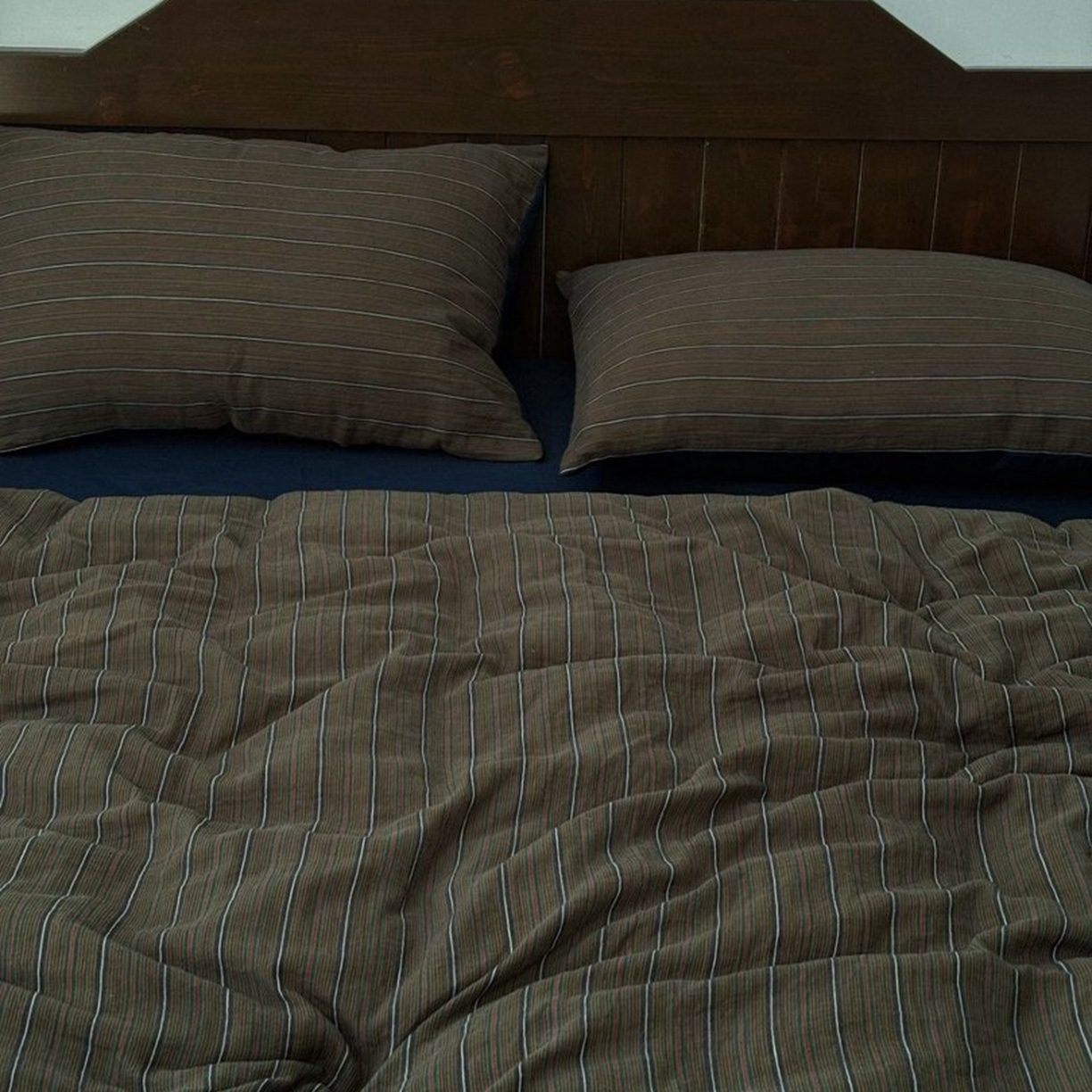 91家纺网 家纺一手货源 找家纺 （总）双层纱家居 2026新款全棉纯棉色织提花双层纱四件套-棕条