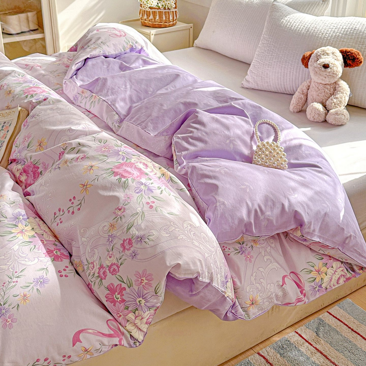 恩泽家纺 2026新款13372ins全棉印花四件套单品系列-单被套 贝拉花影