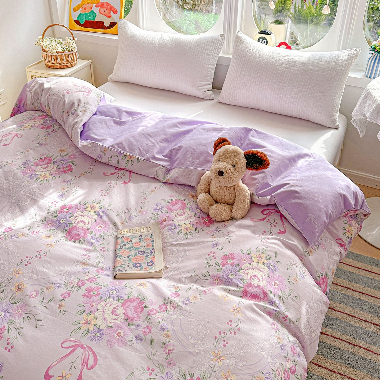 91家纺网 家纺一手货源 找家纺 恩泽家纺 2026新款13372ins全棉印花四件套单品系列-单被套 贝拉花影