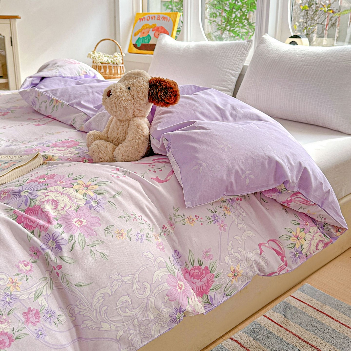 91家纺网 家纺一手货源 找家纺 恩泽家纺 2026新款13372ins全棉印花四件套单品系列-单被套 贝拉花影