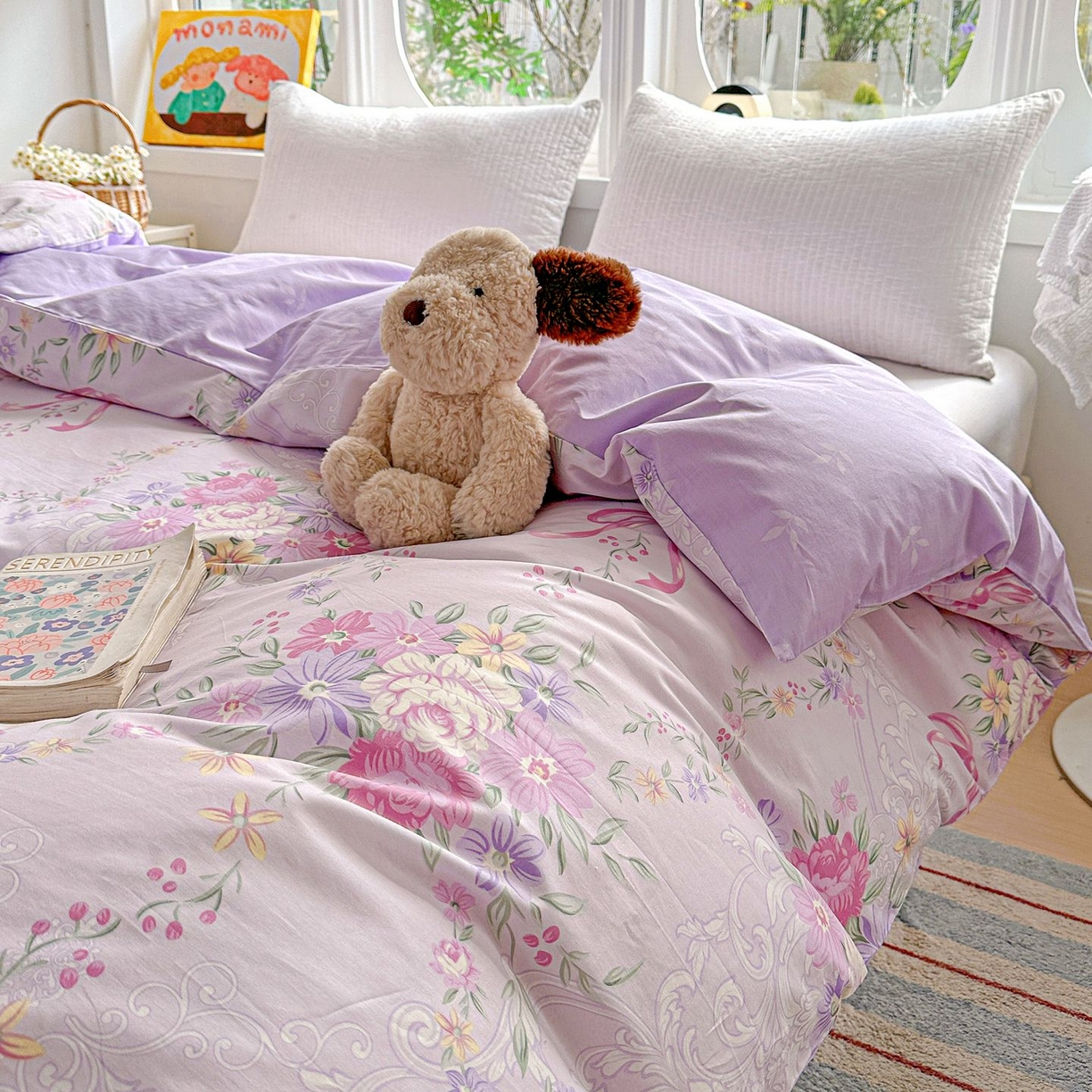 91家纺网 家纺一手货源 找家纺 恩泽家纺 2026新款13372ins全棉印花四件套单品系列-单被套 贝拉花影