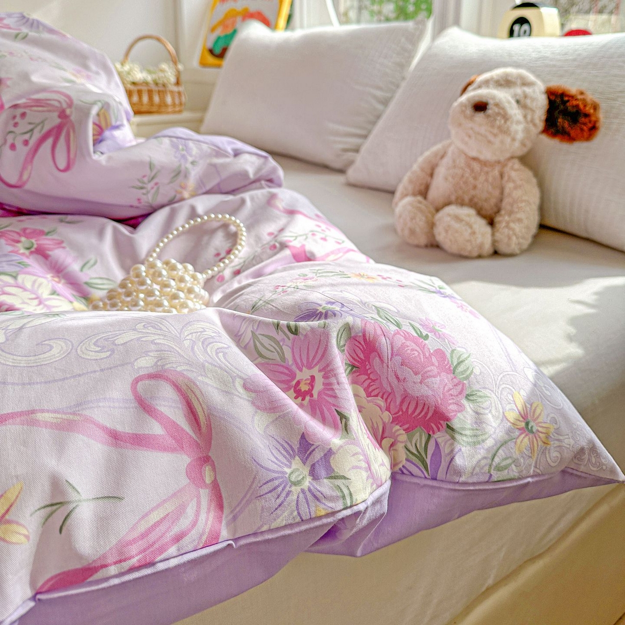 91家纺网 家纺一手货源 找家纺 恩泽家纺 2026新款13372ins全棉印花四件套单品系列-单被套 贝拉花影