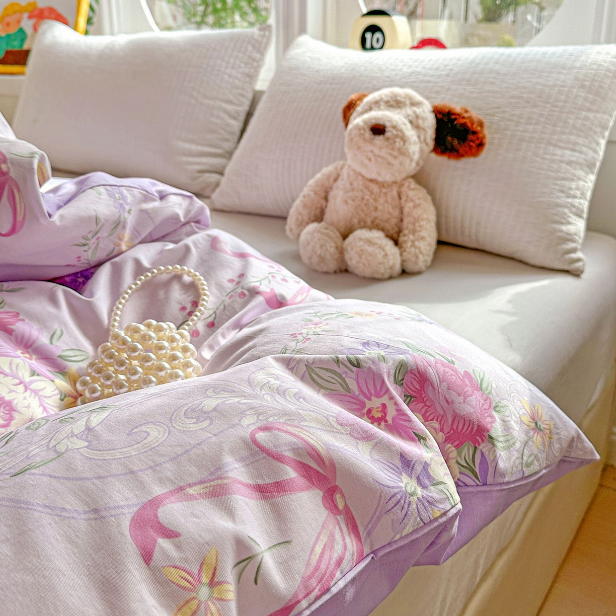 91家纺网 家纺一手货源 找家纺 恩泽家纺 2026新款13372ins全棉印花四件套单品系列-单被套 贝拉花影