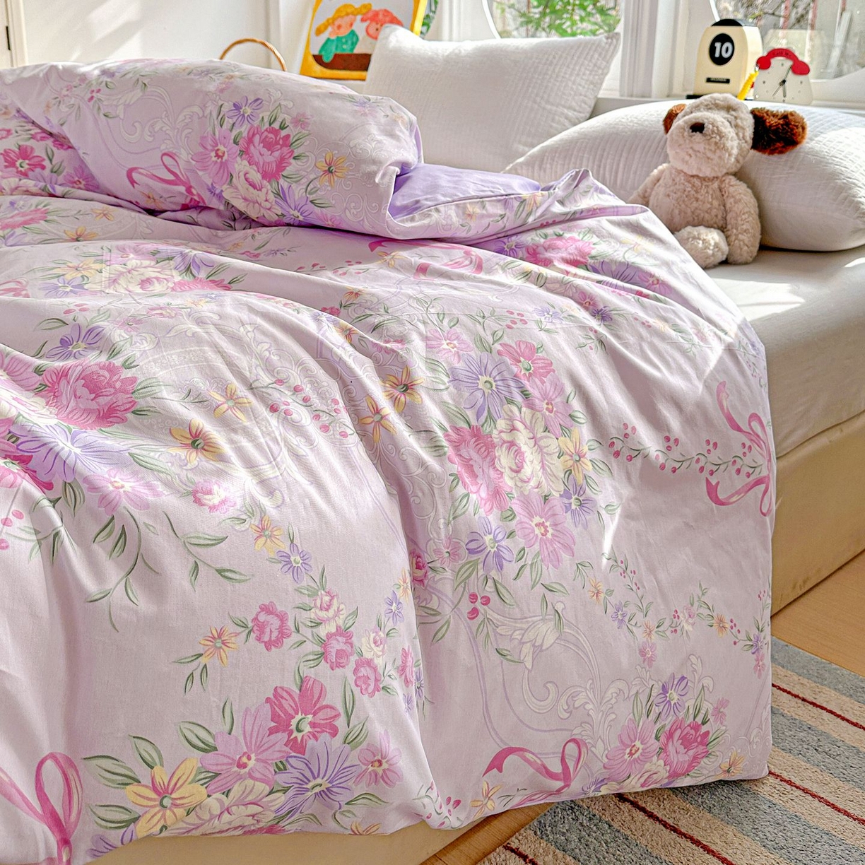 91家纺网 家纺一手货源 找家纺 恩泽家纺 2026新款13372ins全棉印花四件套单品系列-单被套 贝拉花影