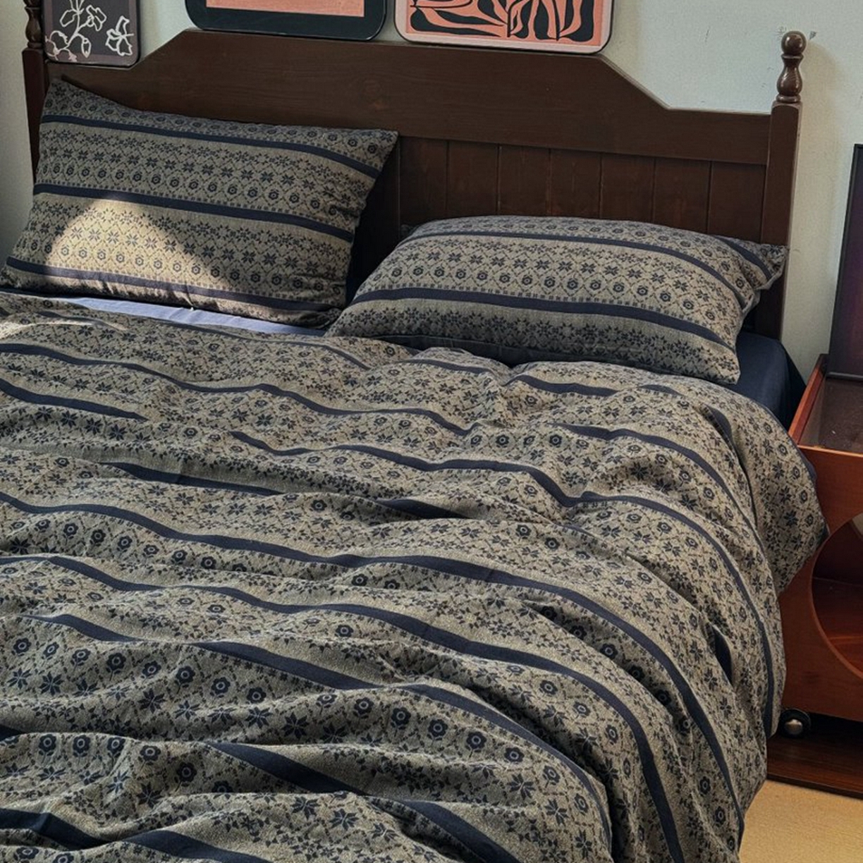 91家纺网 家纺一手货源 找家纺 （总）双层纱家居 2026新款全棉纯棉色织提花双层纱四件套-丝羽黑