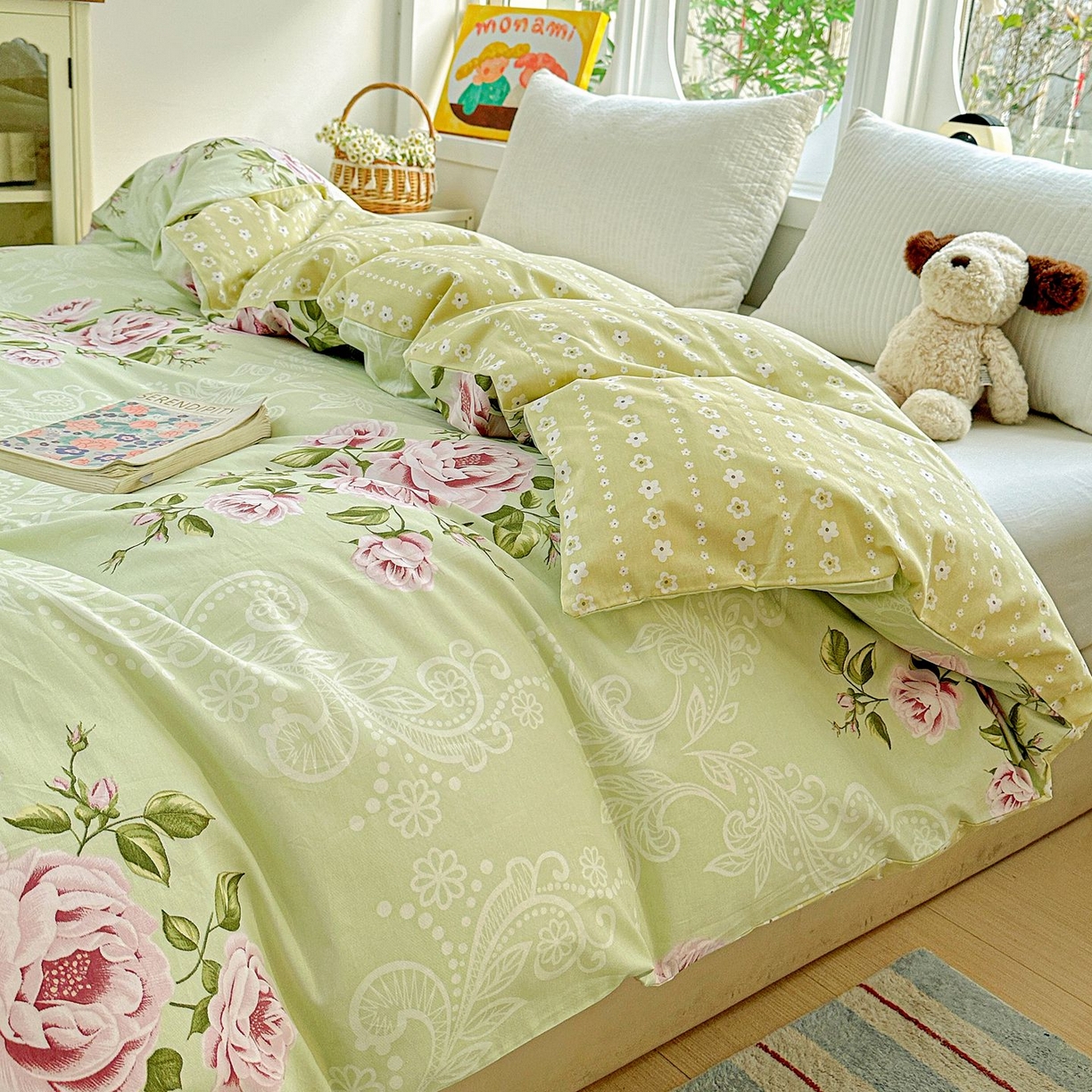 91家纺网 家纺一手货源 找家纺 恩泽家纺 2026新款13372ins全棉印花四件套单品系列-单被套 彼岸花开