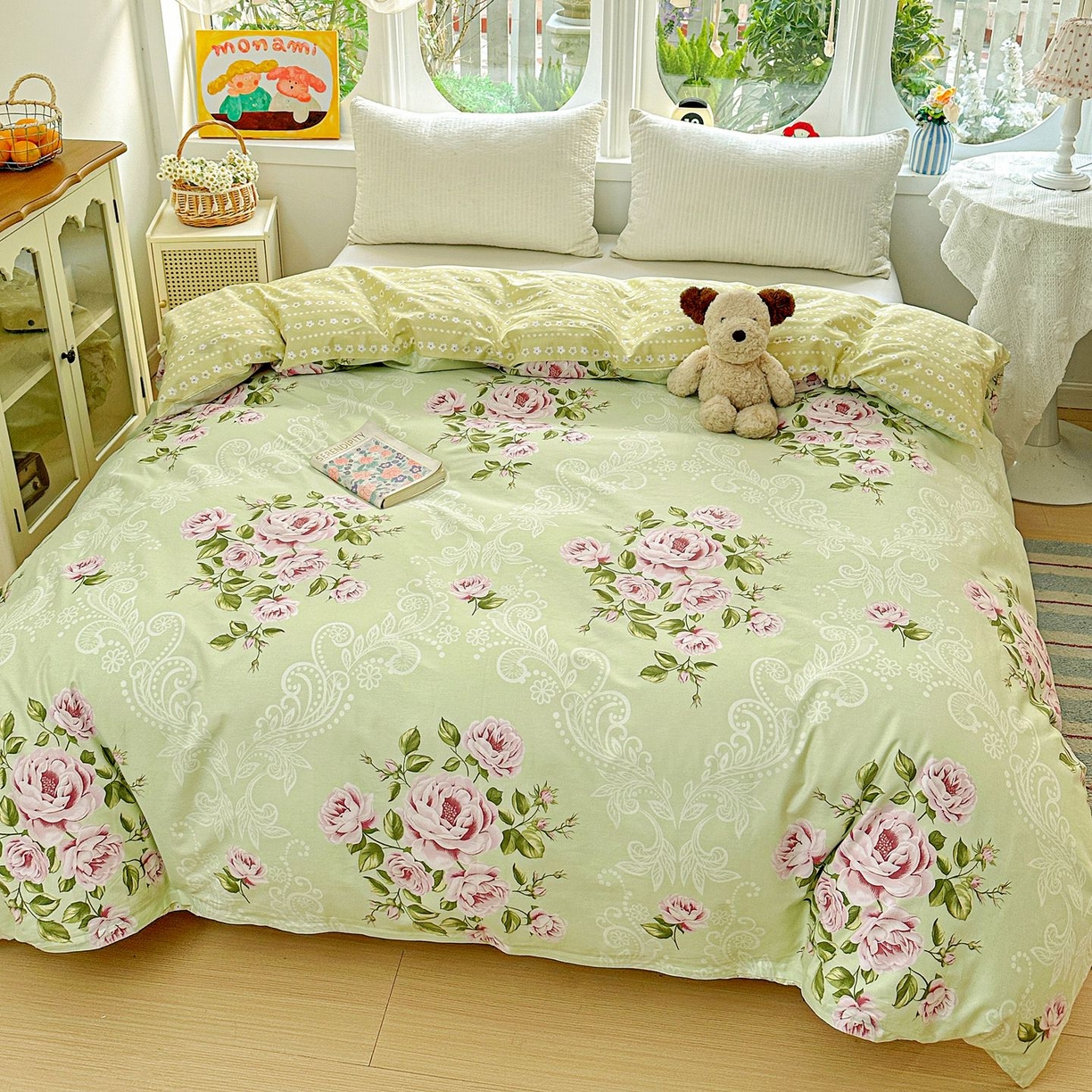 91家纺网 家纺一手货源 找家纺 恩泽家纺 2026新款13372ins全棉印花四件套单品系列-单被套 彼岸花开