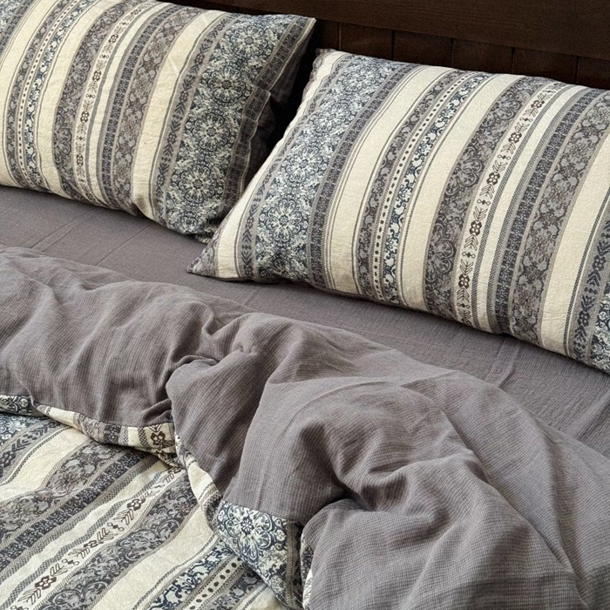 91家纺网 家纺一手货源 找家纺 （总）双层纱家居 2026新款全棉纯棉色织提花四件套-青花瓷