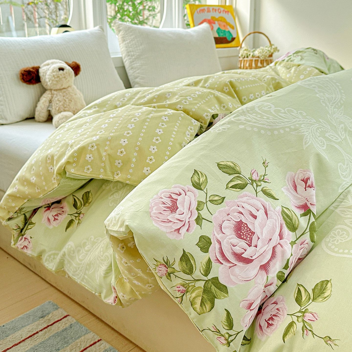 91家纺网 家纺一手货源 找家纺 恩泽家纺 2026新款13372ins全棉印花四件套单品系列-单被套 彼岸花开