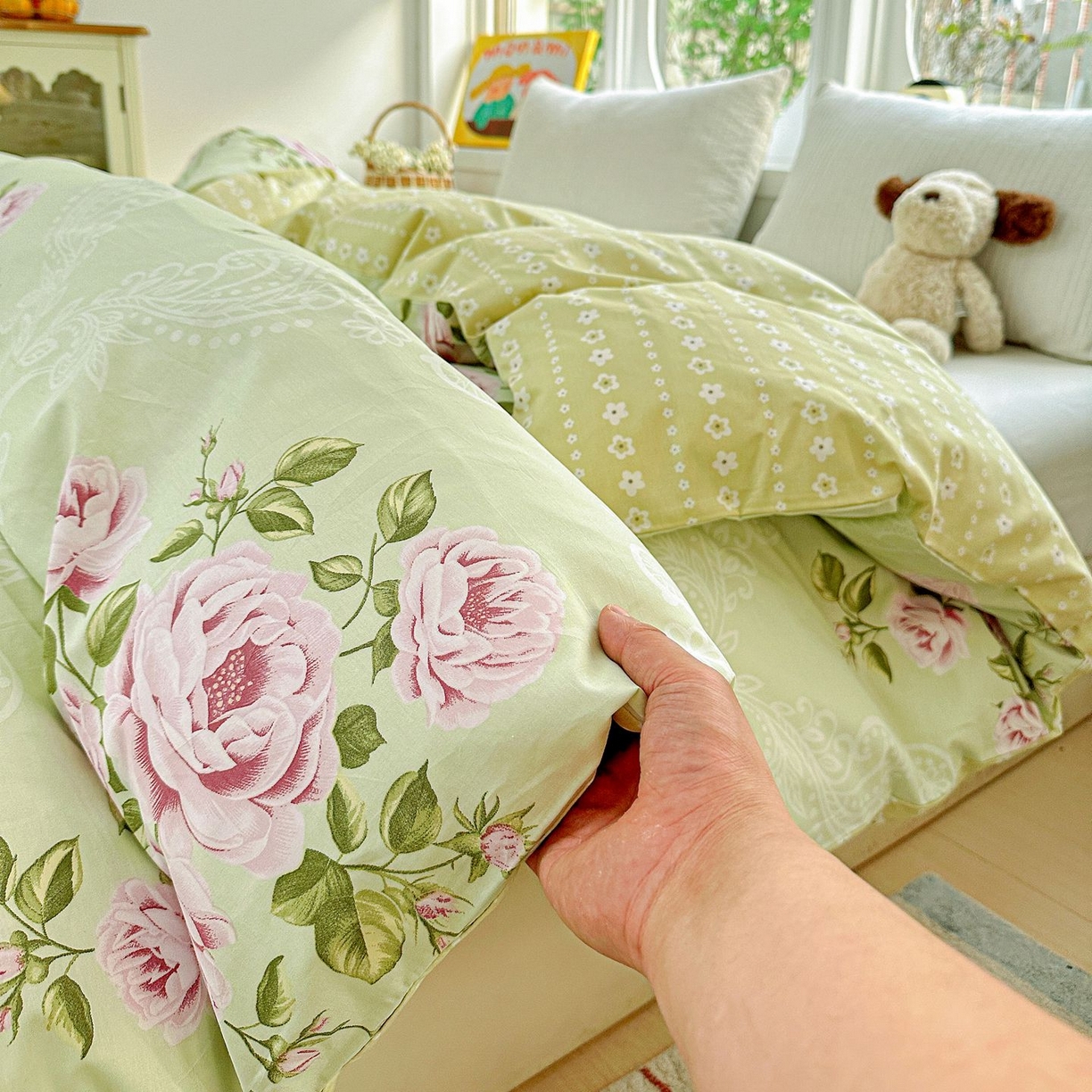 91家纺网 家纺一手货源 找家纺 恩泽家纺 2026新款13372ins全棉印花四件套单品系列-单被套 彼岸花开