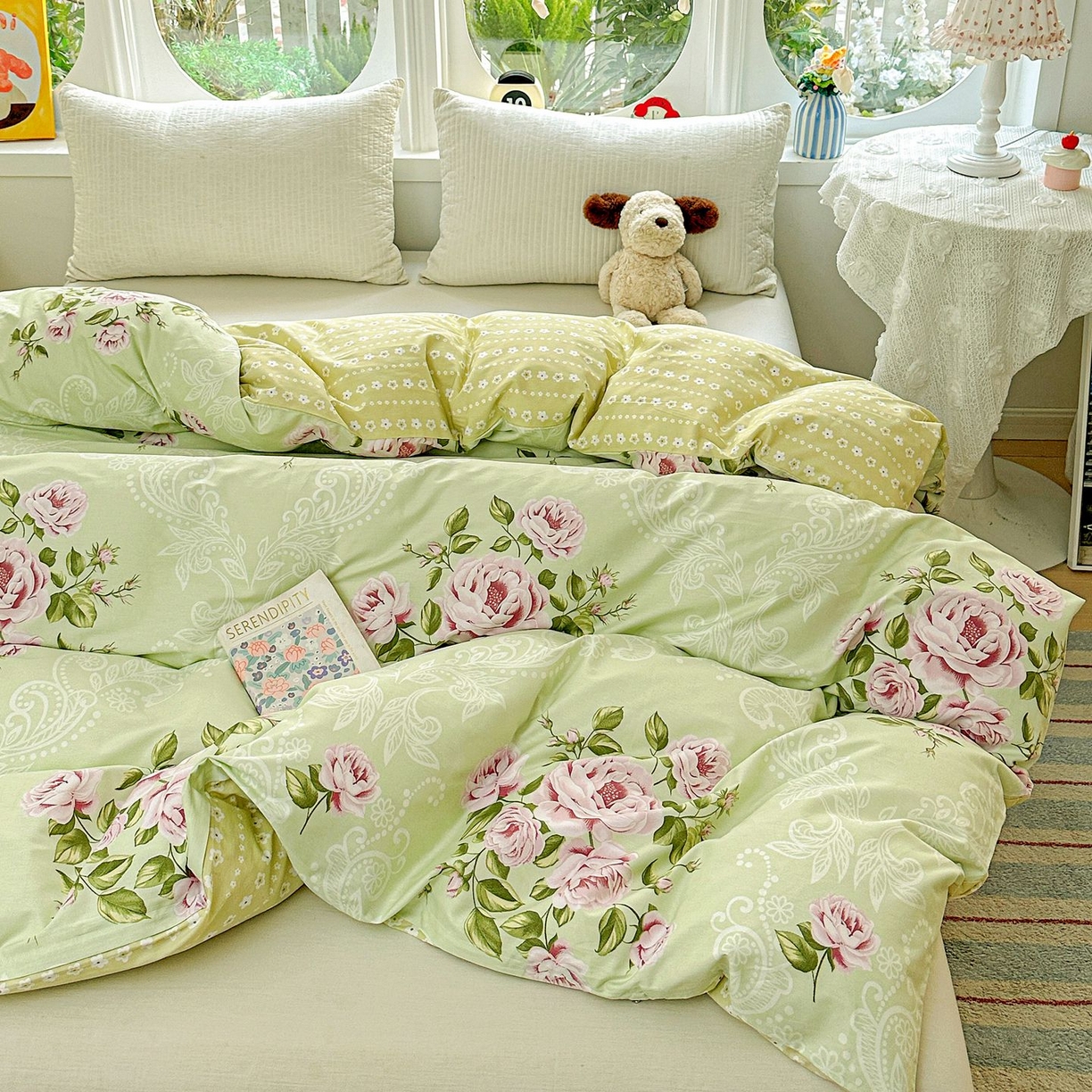 91家纺网 家纺一手货源 找家纺 恩泽家纺 2026新款13372ins全棉印花四件套单品系列-单被套 彼岸花开