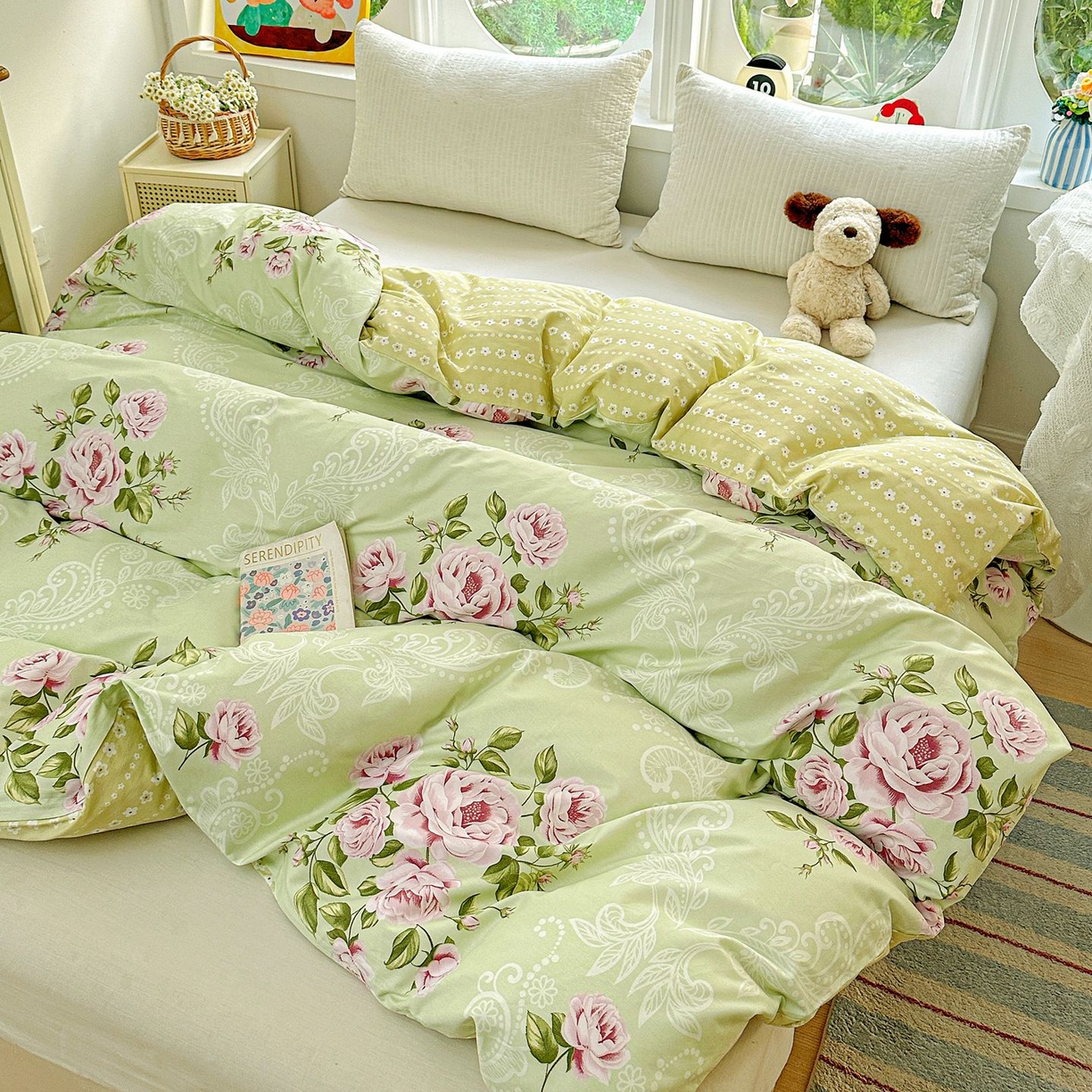 91家纺网 家纺一手货源 找家纺 恩泽家纺 2026新款13372ins全棉印花四件套单品系列-单被套 彼岸花开