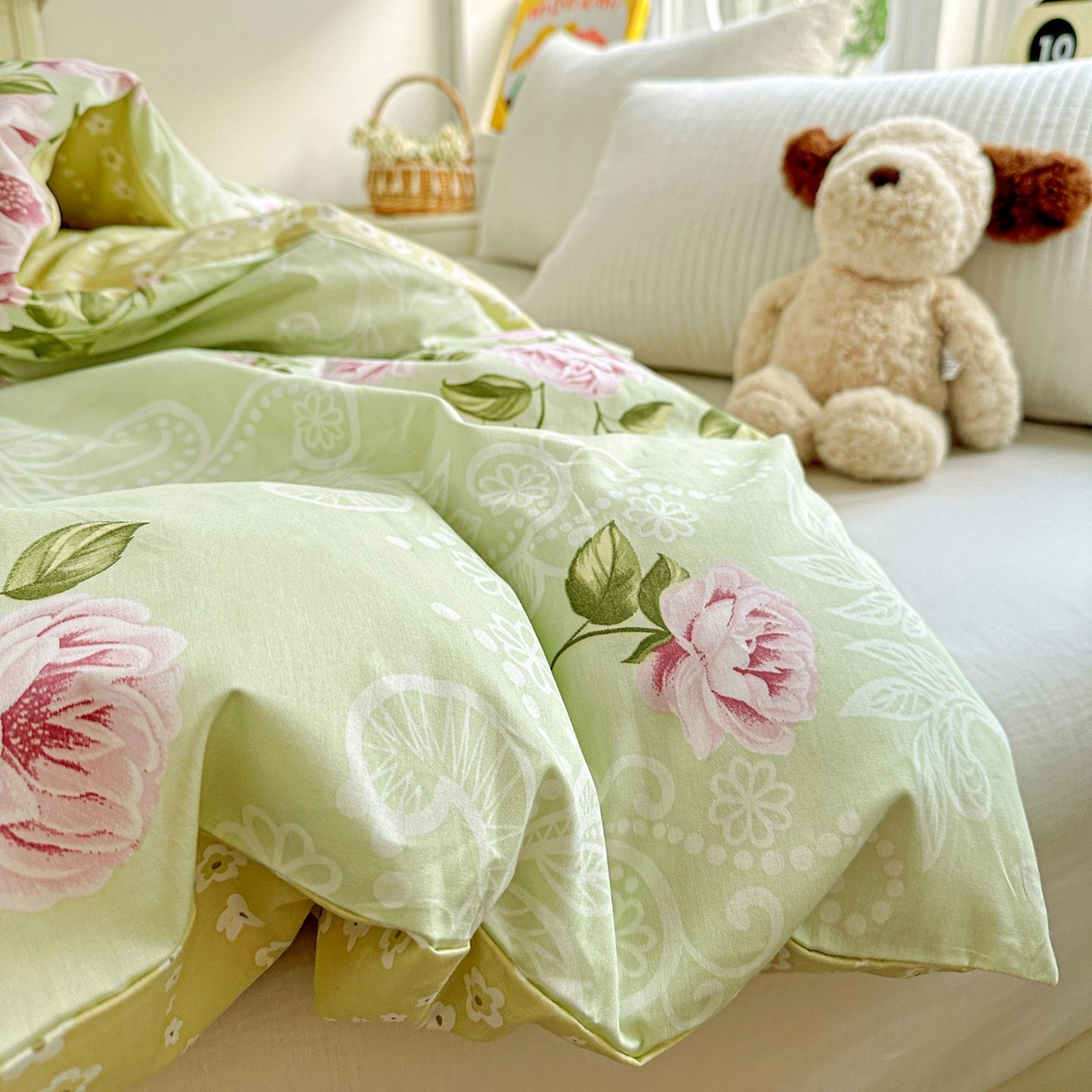 91家纺网 家纺一手货源 找家纺 恩泽家纺 2026新款13372ins全棉印花四件套单品系列-单被套 彼岸花开