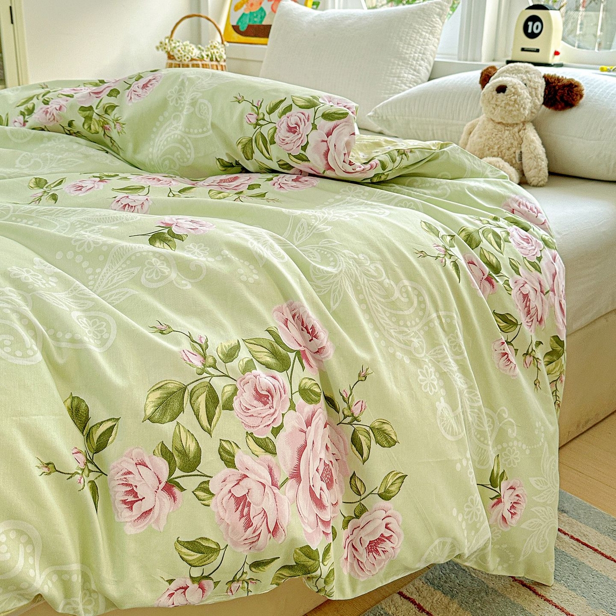 91家纺网 家纺一手货源 找家纺 恩泽家纺 2026新款13372ins全棉印花四件套单品系列-单被套 彼岸花开