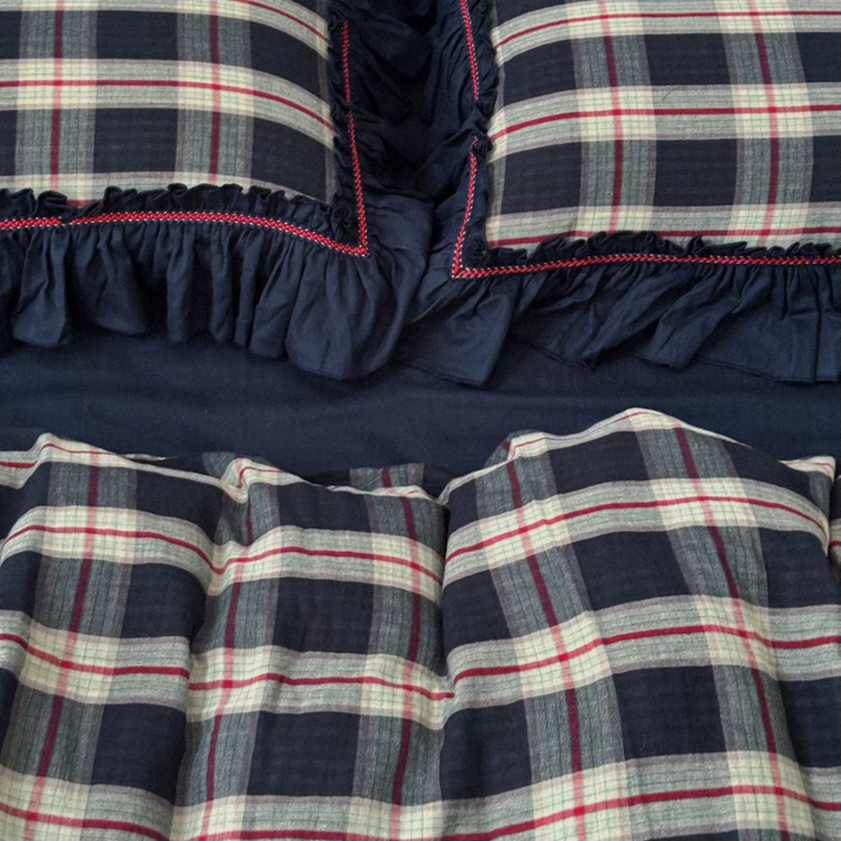 91家纺网 家纺一手货源 找家纺 （总）双层纱家居 2026新款全棉纯棉色织提花双层纱四件套-墨染花园