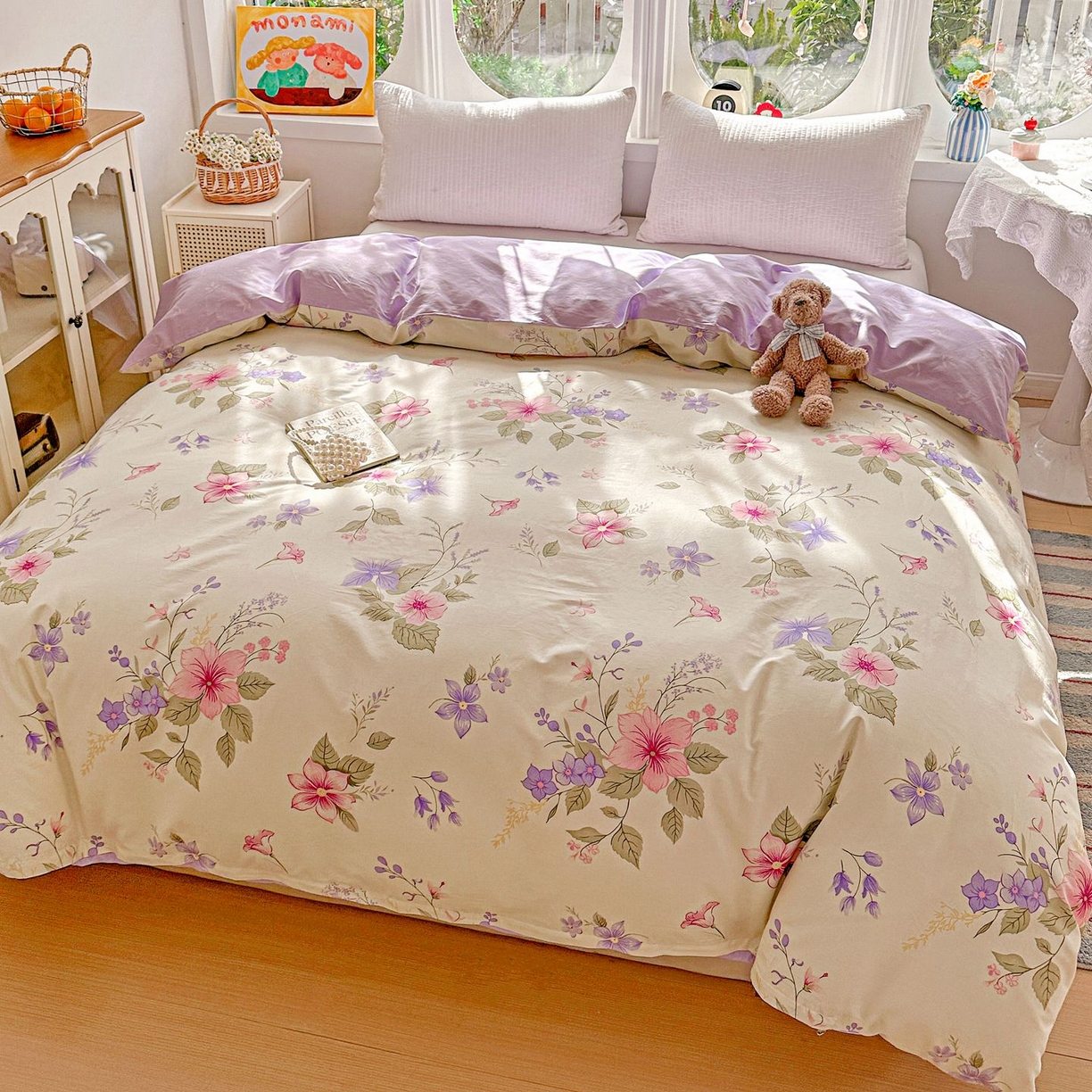 91家纺网 家纺一手货源 找家纺 恩泽家纺 2026新款13372ins全棉印花四件套单品系列-单被套 翠影