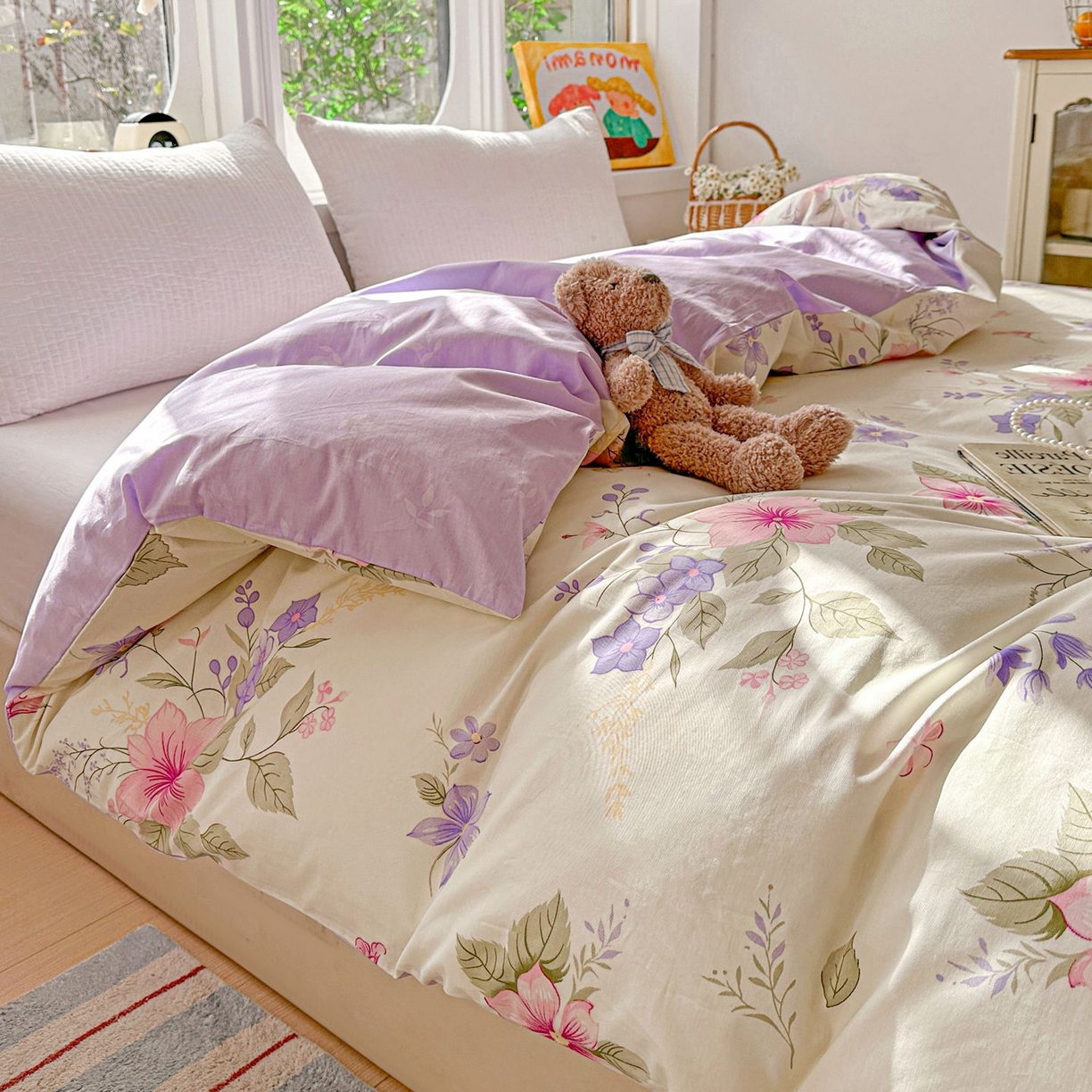 91家纺网 家纺一手货源 找家纺 恩泽家纺 2026新款13372ins全棉印花四件套单品系列-单被套 翠影