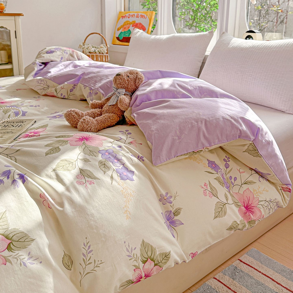 91家纺网 家纺一手货源 找家纺 恩泽家纺 2026新款13372ins全棉印花四件套单品系列-单被套 翠影