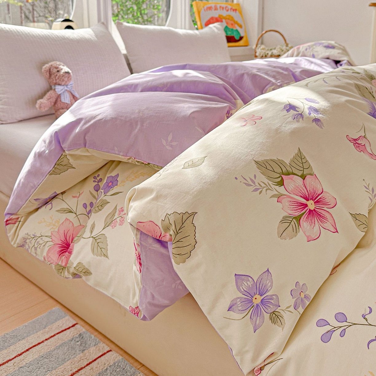 91家纺网 家纺一手货源 找家纺 恩泽家纺 2026新款13372ins全棉印花四件套单品系列-单被套 翠影