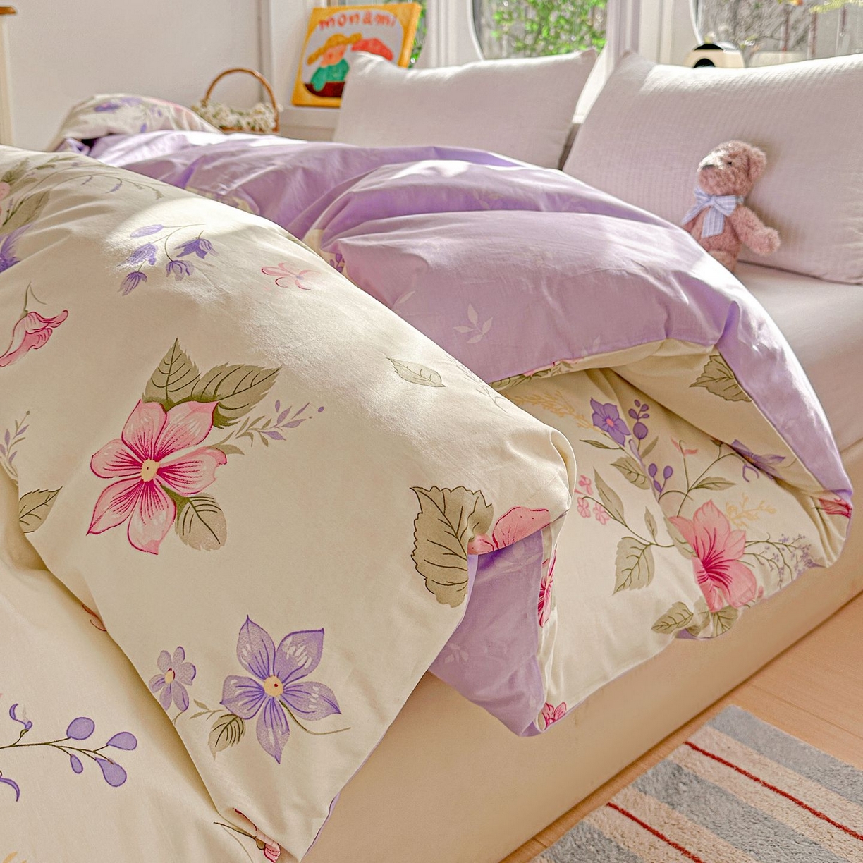 91家纺网 家纺一手货源 找家纺 恩泽家纺 2026新款13372ins全棉印花四件套单品系列-单被套 翠影