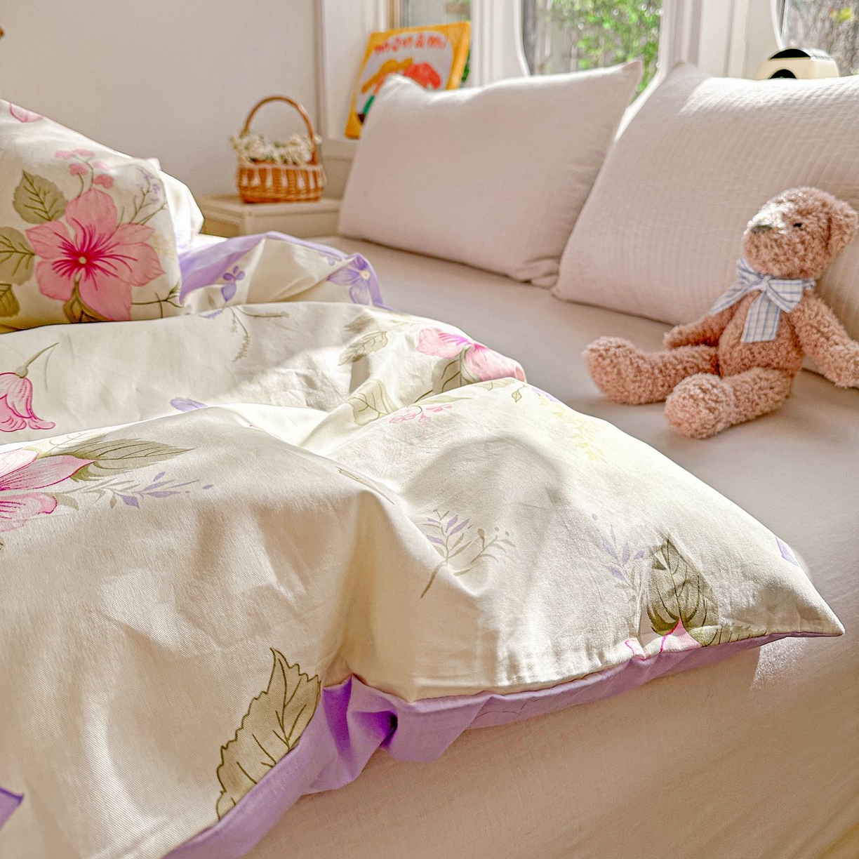 91家纺网 家纺一手货源 找家纺 恩泽家纺 2026新款13372ins全棉印花四件套单品系列-单被套 翠影