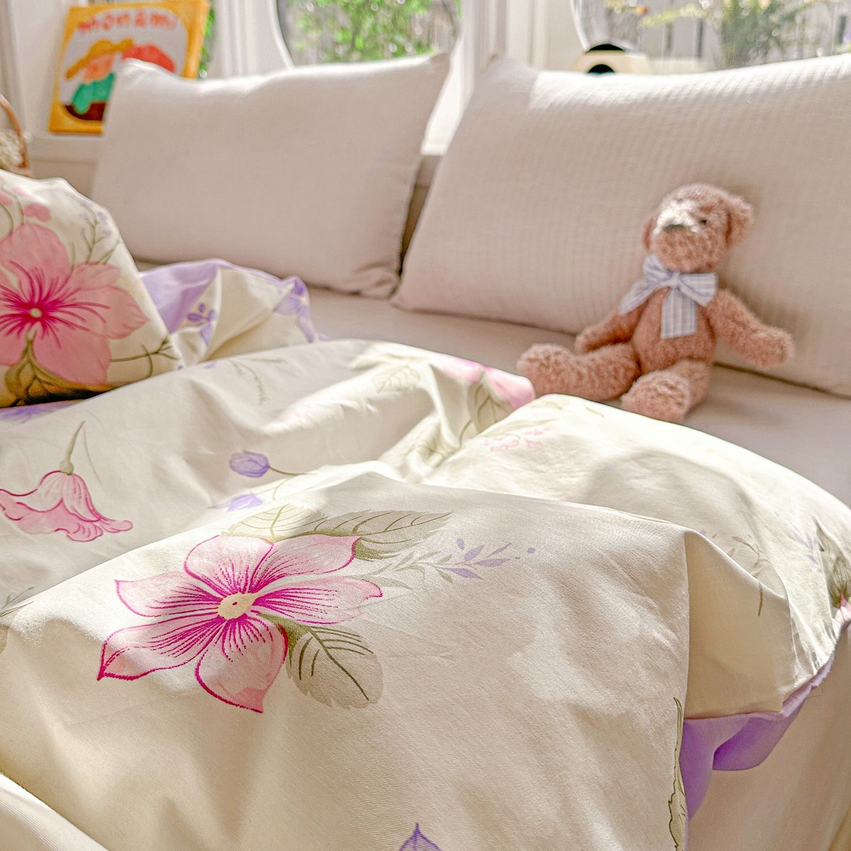 91家纺网 家纺一手货源 找家纺 恩泽家纺 2026新款13372ins全棉印花四件套单品系列-单被套 翠影