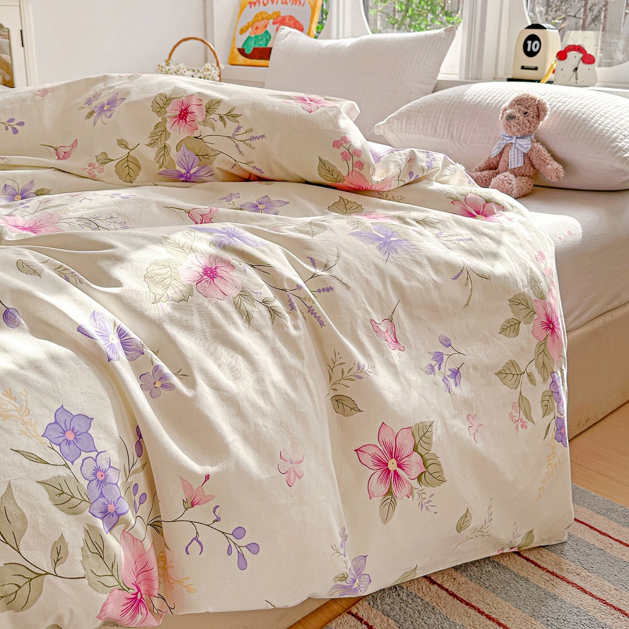 91家纺网 家纺一手货源 找家纺 恩泽家纺 2026新款13372ins全棉印花四件套单品系列-单被套 翠影