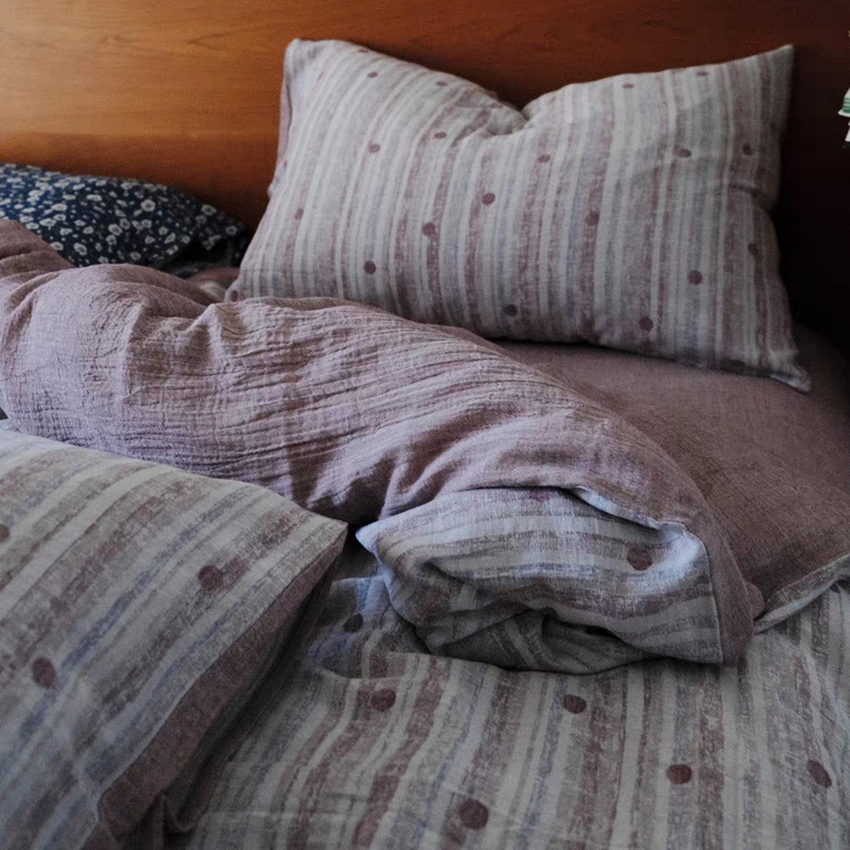 （总）双层纱家居 2026新款波点全棉纯棉色织提花双层纱四件套