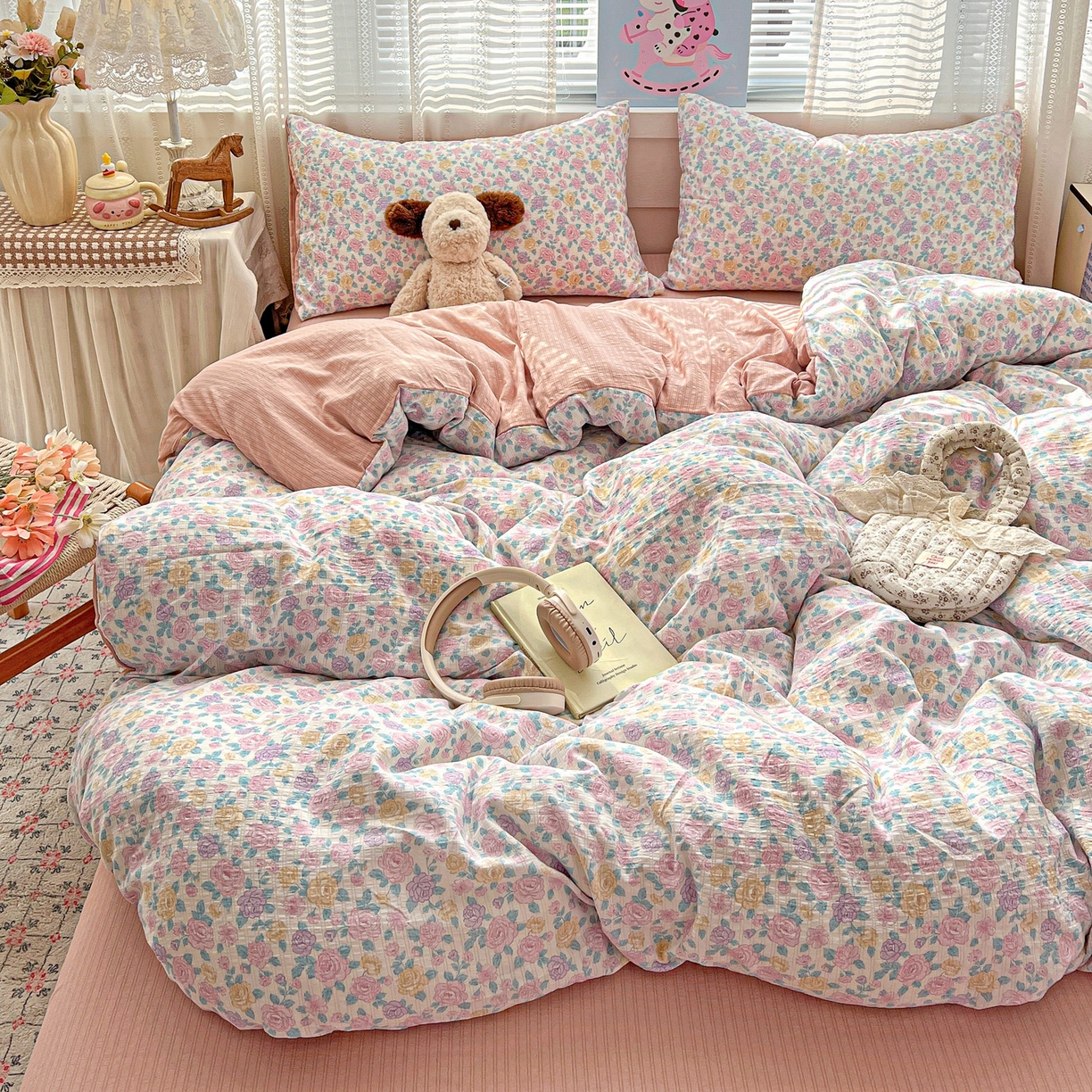 91家纺网 家纺一手货源 找家纺 王朝国际 2026新款A类彩竺棉印花四件套 洛可可