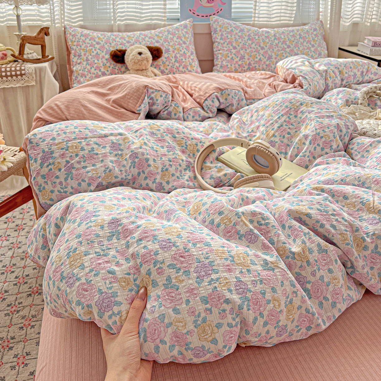 91家纺网 家纺一手货源 找家纺 王朝国际 2026新款A类彩竺棉印花四件套 洛可可