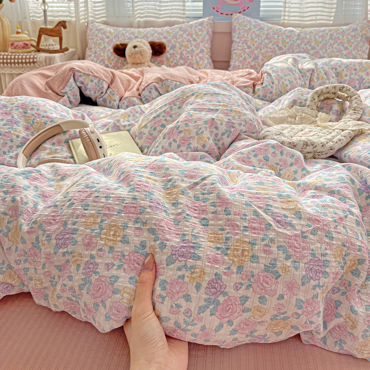 91家纺网 家纺一手货源 找家纺 王朝国际 2026新款A类彩竺棉印花四件套 洛可可