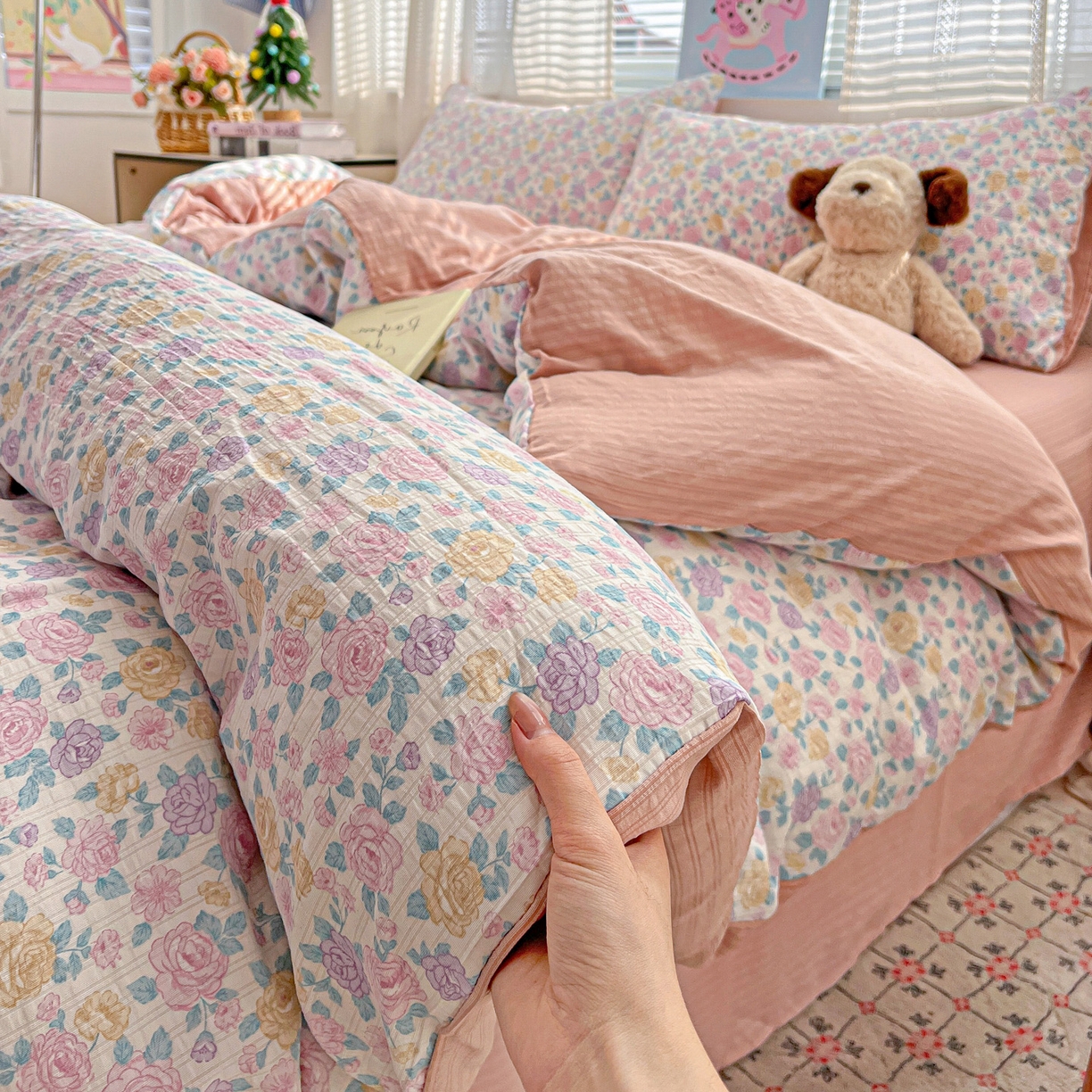 91家纺网 家纺一手货源 找家纺 王朝国际 2026新款A类彩竺棉印花四件套 洛可可