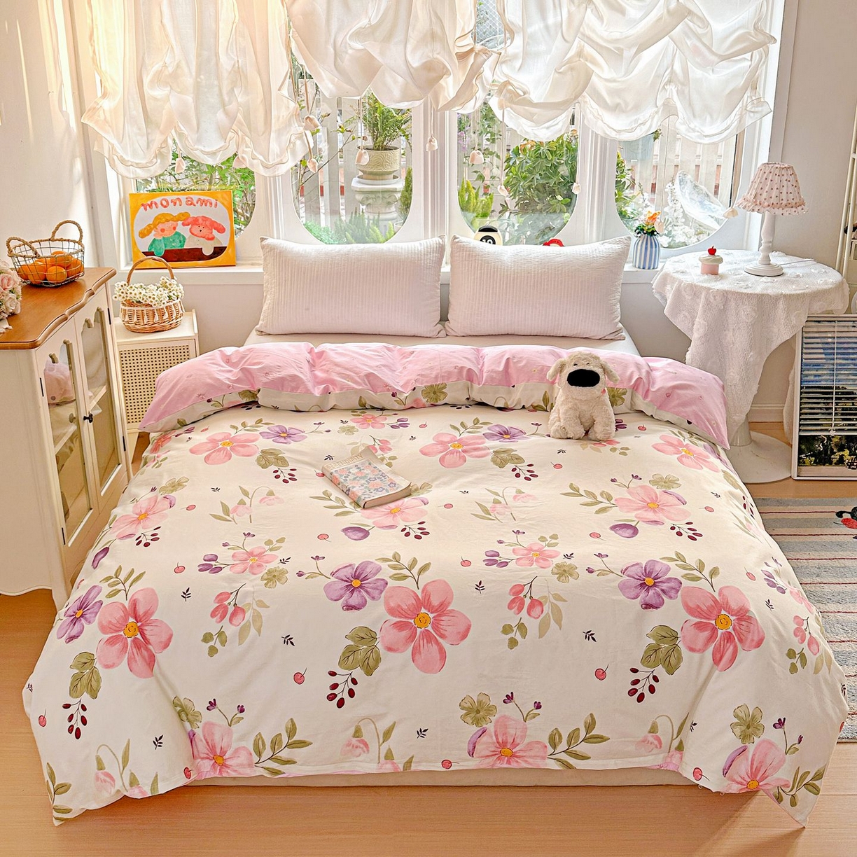 91家纺网 家纺一手货源 找家纺 恩泽家纺 2026新款13372ins全棉印花四件套单品系列-单被套 淡香春意