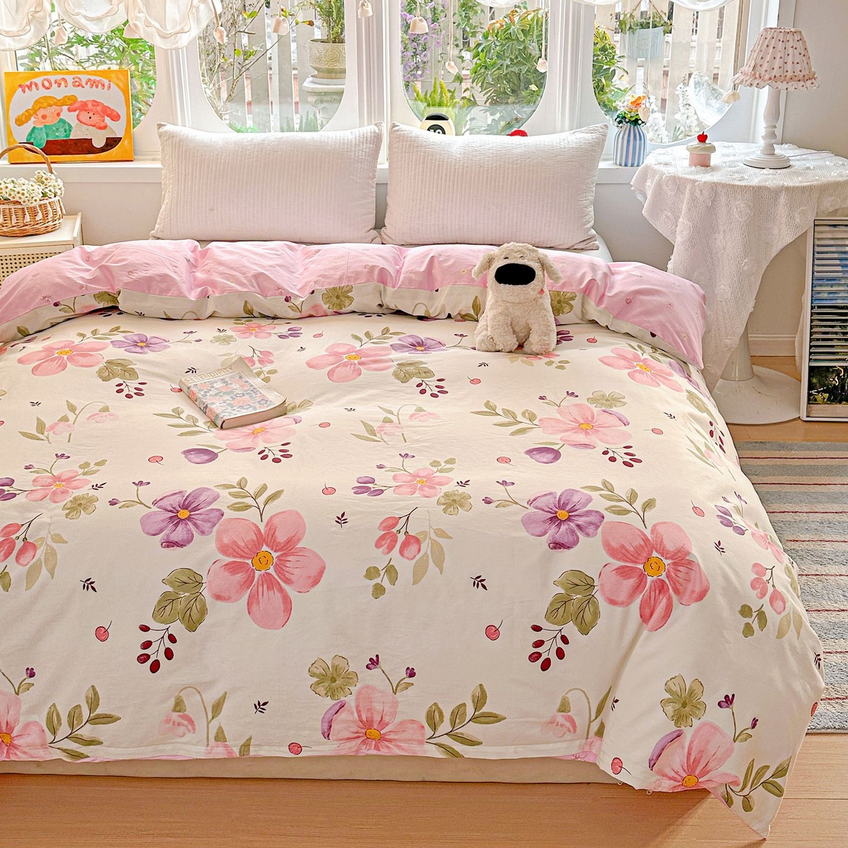 91家纺网 家纺一手货源 找家纺 恩泽家纺 2026新款13372ins全棉印花四件套单品系列-单被套 淡香春意