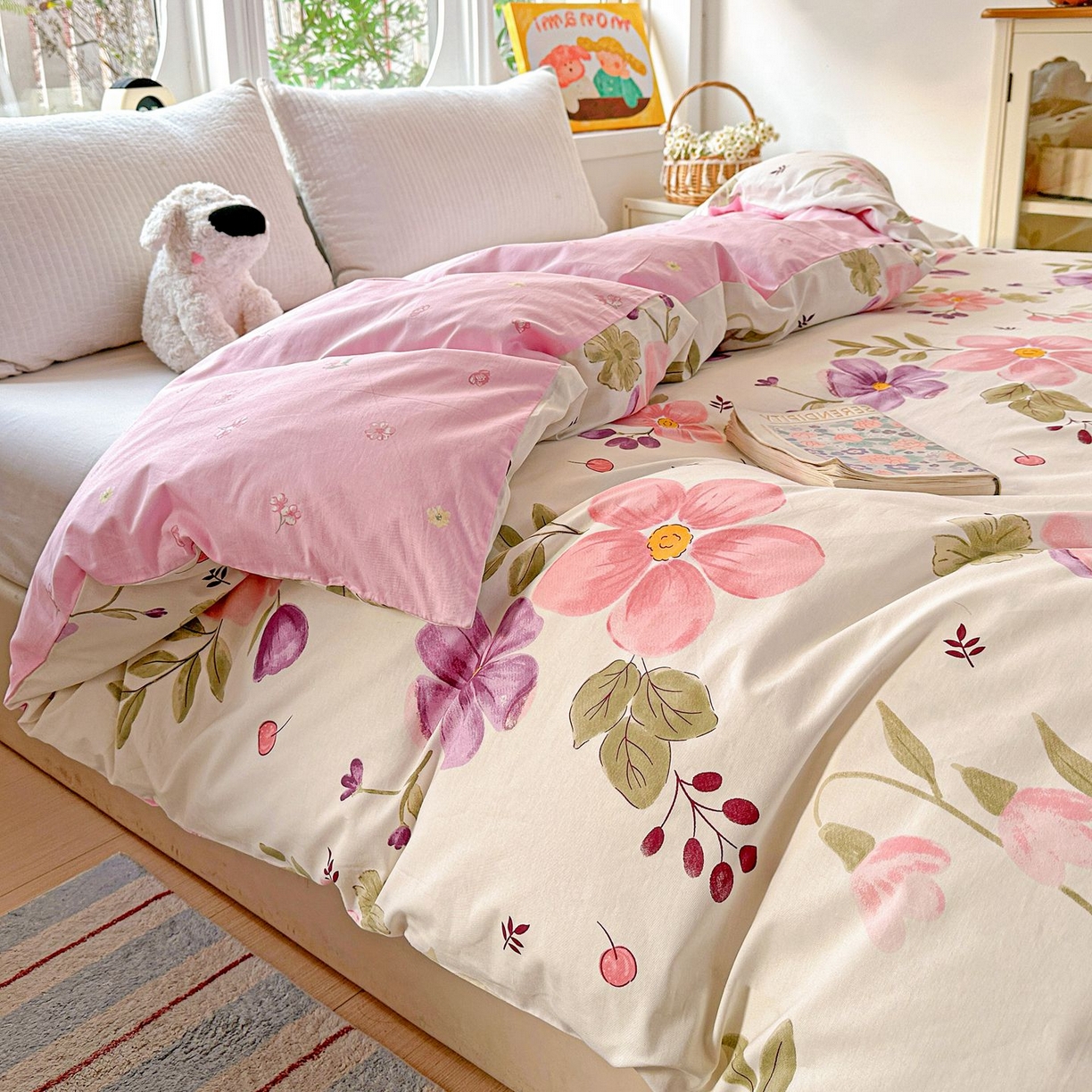 91家纺网 家纺一手货源 找家纺 恩泽家纺 2026新款13372ins全棉印花四件套单品系列-单被套 淡香春意