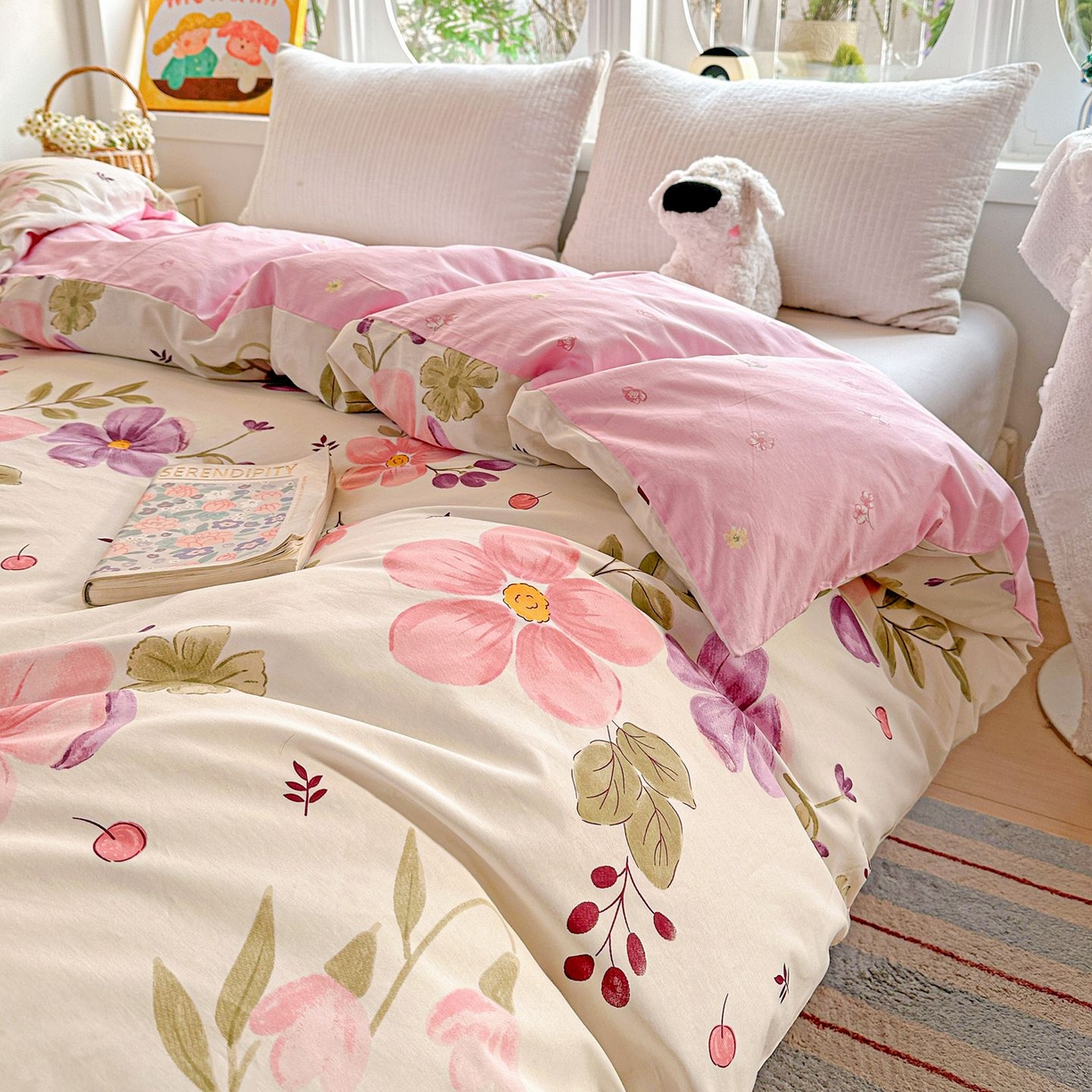 91家纺网 家纺一手货源 找家纺 恩泽家纺 2026新款13372ins全棉印花四件套单品系列-单被套 淡香春意