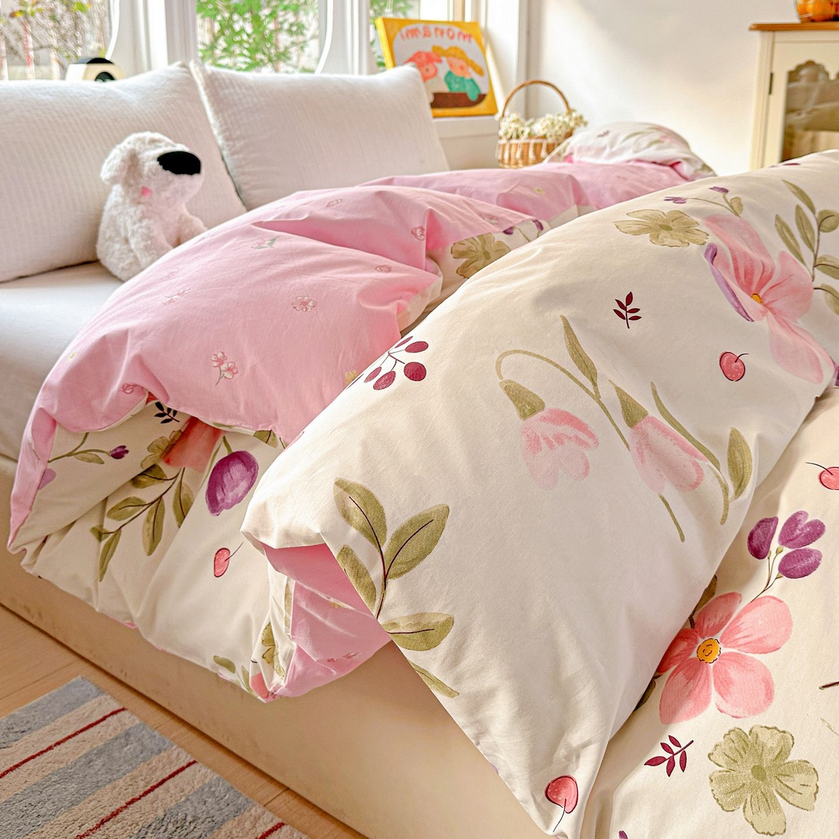 91家纺网 家纺一手货源 找家纺 恩泽家纺 2026新款13372ins全棉印花四件套单品系列-单被套 淡香春意