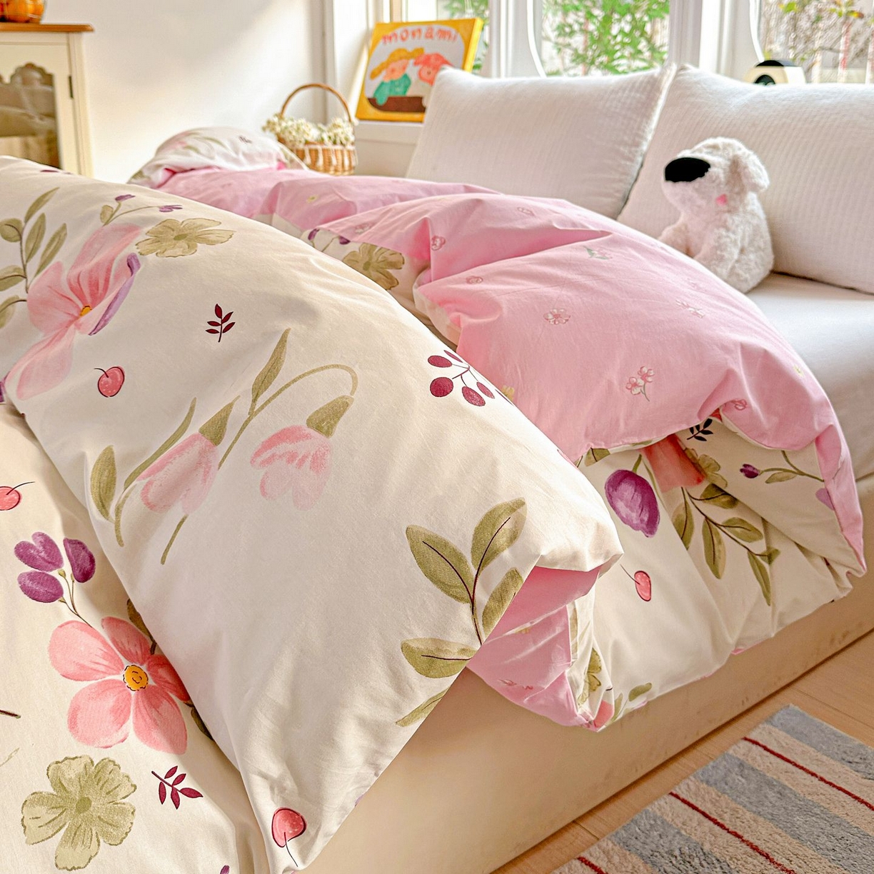 91家纺网 家纺一手货源 找家纺 恩泽家纺 2026新款13372ins全棉印花四件套单品系列-单被套 淡香春意