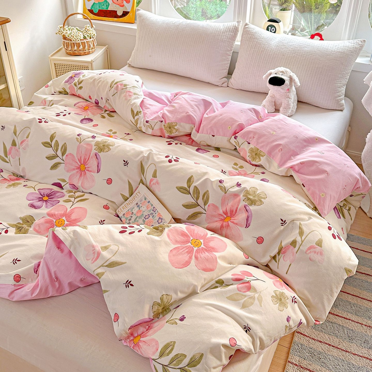 91家纺网 家纺一手货源 找家纺 恩泽家纺 2026新款13372ins全棉印花四件套单品系列-单被套 淡香春意