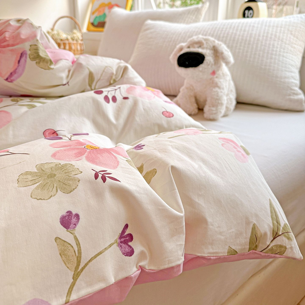 91家纺网 家纺一手货源 找家纺 恩泽家纺 2026新款13372ins全棉印花四件套单品系列-单被套 淡香春意