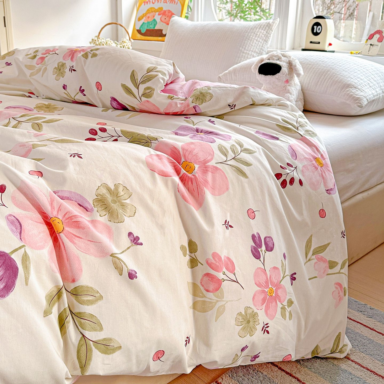 91家纺网 家纺一手货源 找家纺 恩泽家纺 2026新款13372ins全棉印花四件套单品系列-单被套 淡香春意